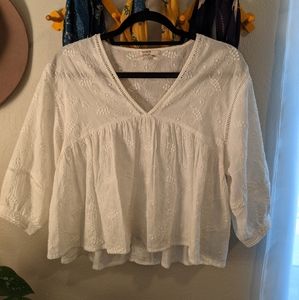 Pull & Bear Embroidered Cropped Blouse